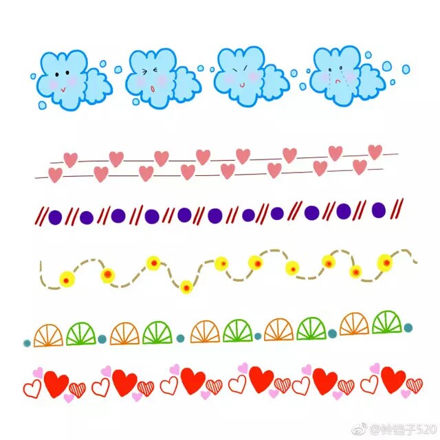 46种简单花边素材,手账手抄报必不可少的重要素材哦~作者:铃铛子手帐