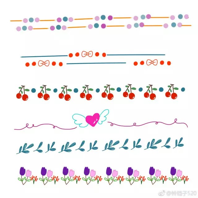 46种简单花边素材,手账手抄报必不可少的重要素材哦~作者:铃铛子手帐