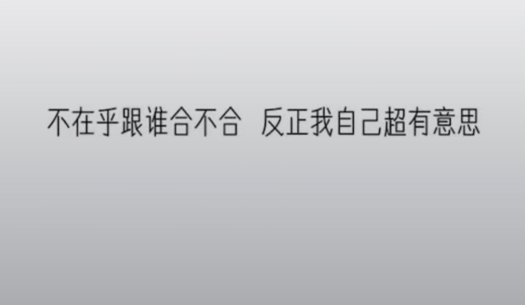 不在乎跟谁合不合,反正我自己超有意思