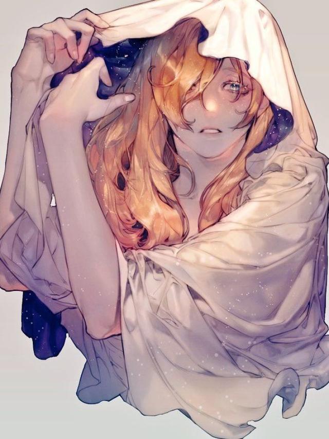 动漫人物女 金发细腻意境精致唯美清雅壁纸 头像 星空