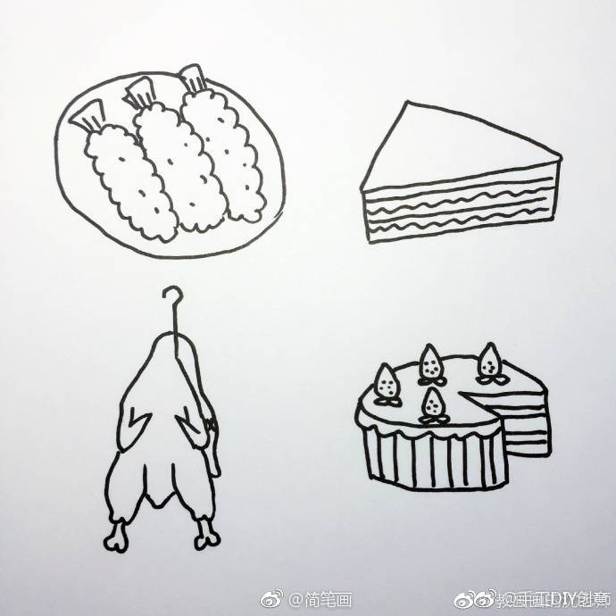 一组食物主题简笔画手绘素材(by:教画画的沈老师)