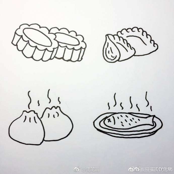 一组食物主题简笔画手绘素材(by:教画画的沈老师)