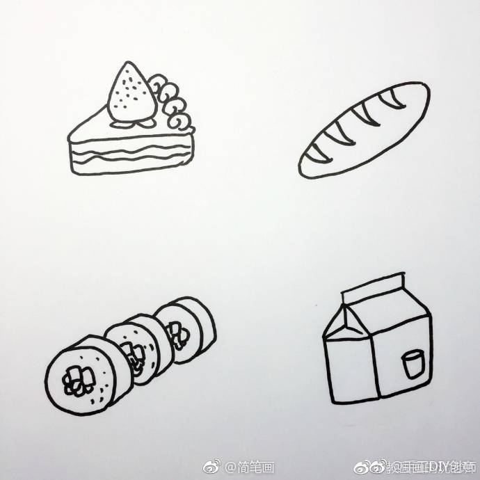 一组食物主题简笔画手绘素材(by:教画画的沈老师)