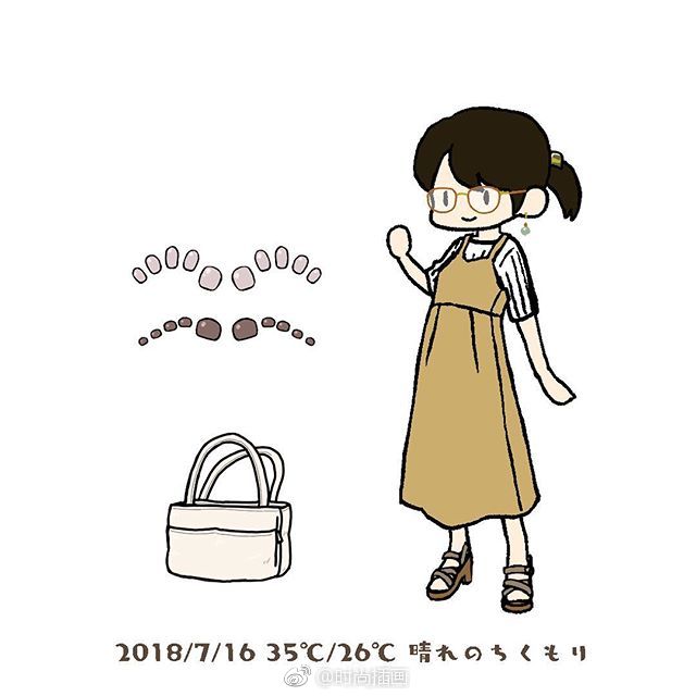 插画师onoderayuzukao q版小人记录日常出行穿搭