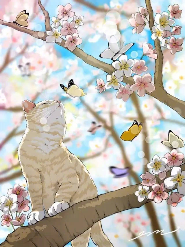 猫咪水彩插画