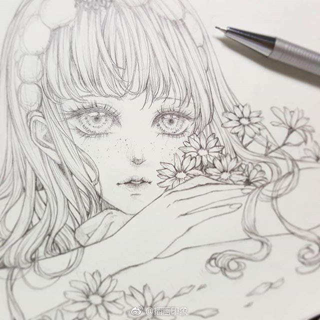 动漫女孩手绘手稿【插画师:chartreuse】