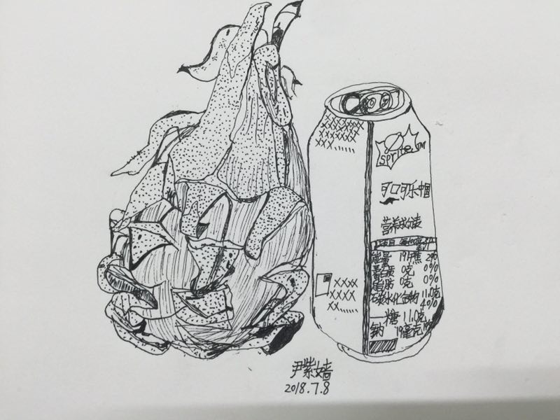 线描 儿童画 创意 装饰画 油画棒 水粉 水彩笔 彩色 黑白 动物 火龙果