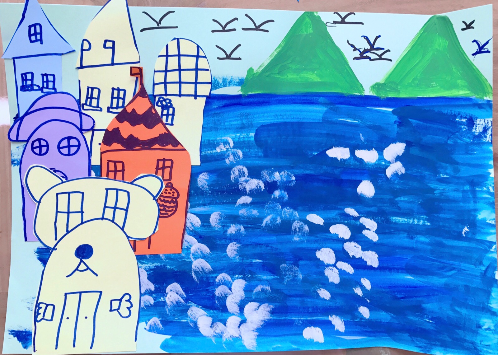 水粉创意画—海景房