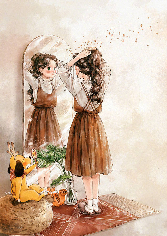 林中小屋的生活,单纯美好 cr : 韩国插画家aeppol 《森林女孩日记》