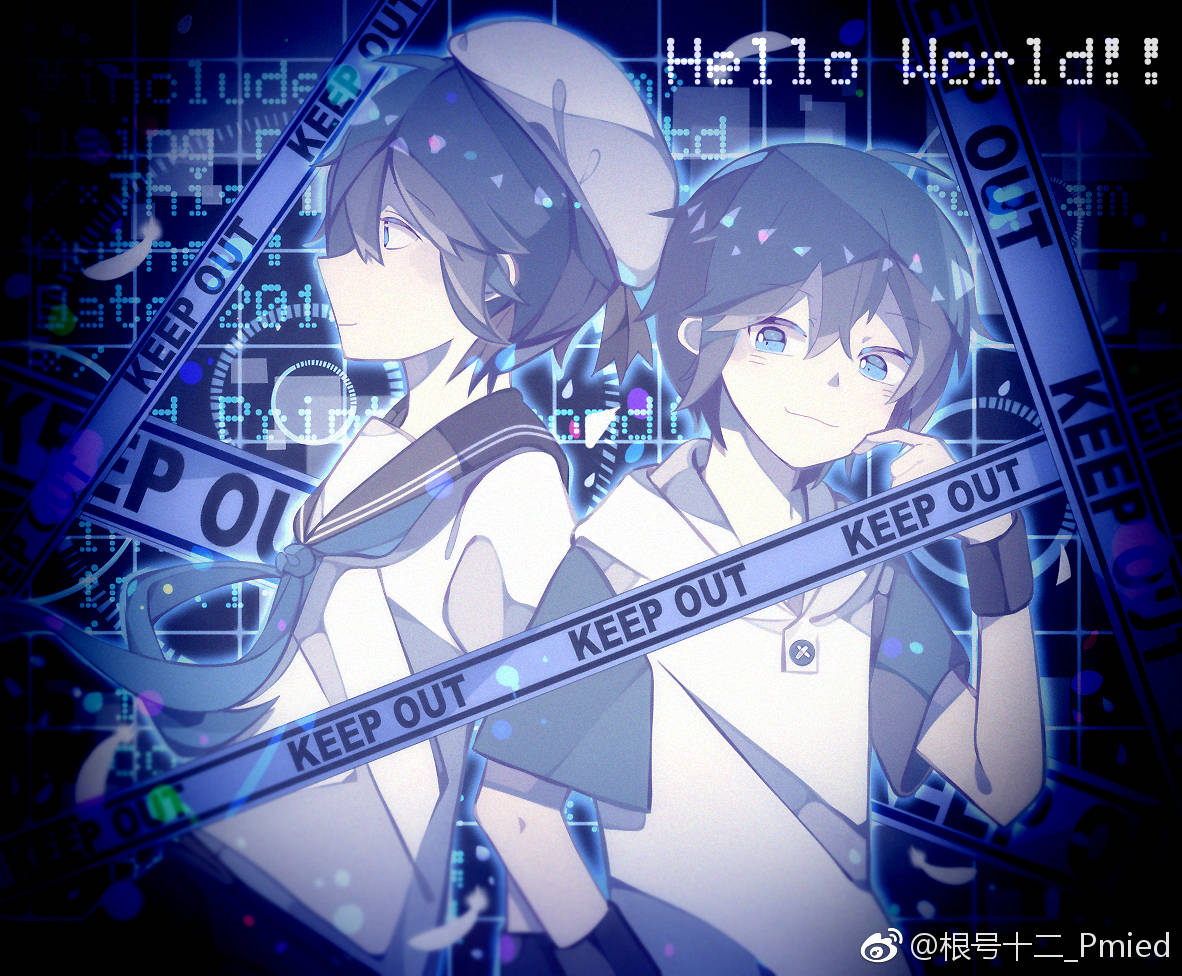 徴羽摩柯 《hello world》 曲绘 壁纸 少年 vsinger 虚拟歌姬 二次元