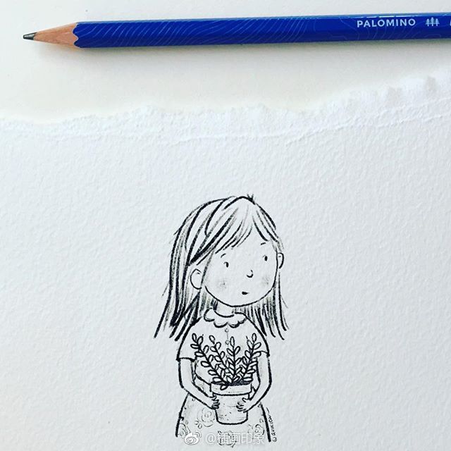 一组小朋友简笔画,可爱~ 【插画师:alexandra macvean】 (转)via @ins