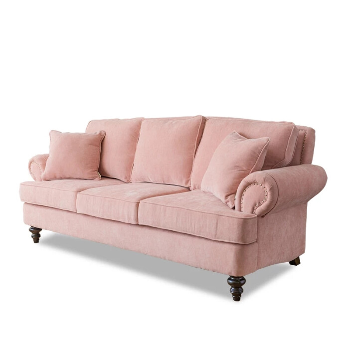 美式轻奢布艺沙发北欧现代简约粉色ins网红沙