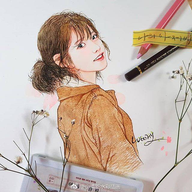 iu 李智恩 彩铅画 手绘