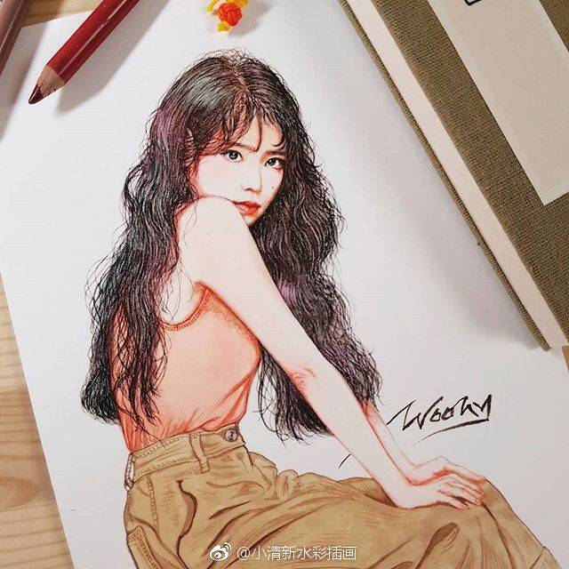 iu 李智恩 彩铅画 手绘