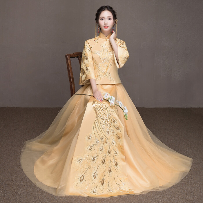 2017新款秀禾服新娘礼服嫁衣中式婚纱敬酒服