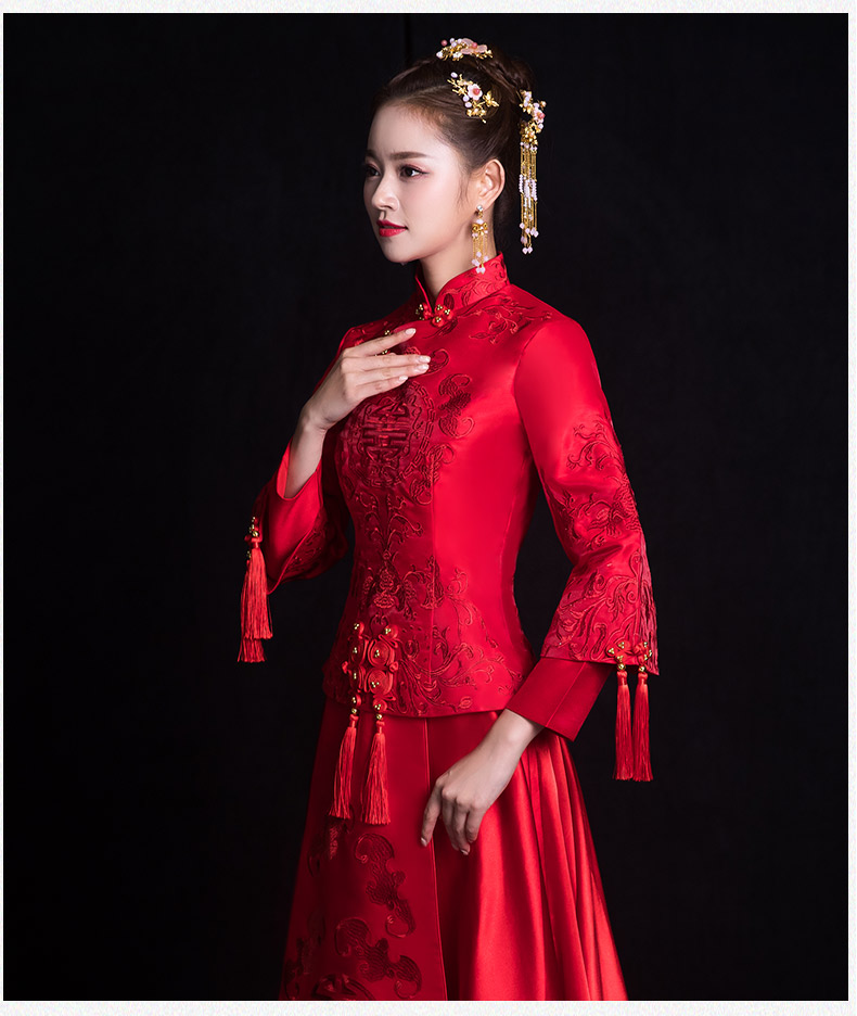 秀禾服新娘2018新款春夏红色敬酒礼服中…  去看看