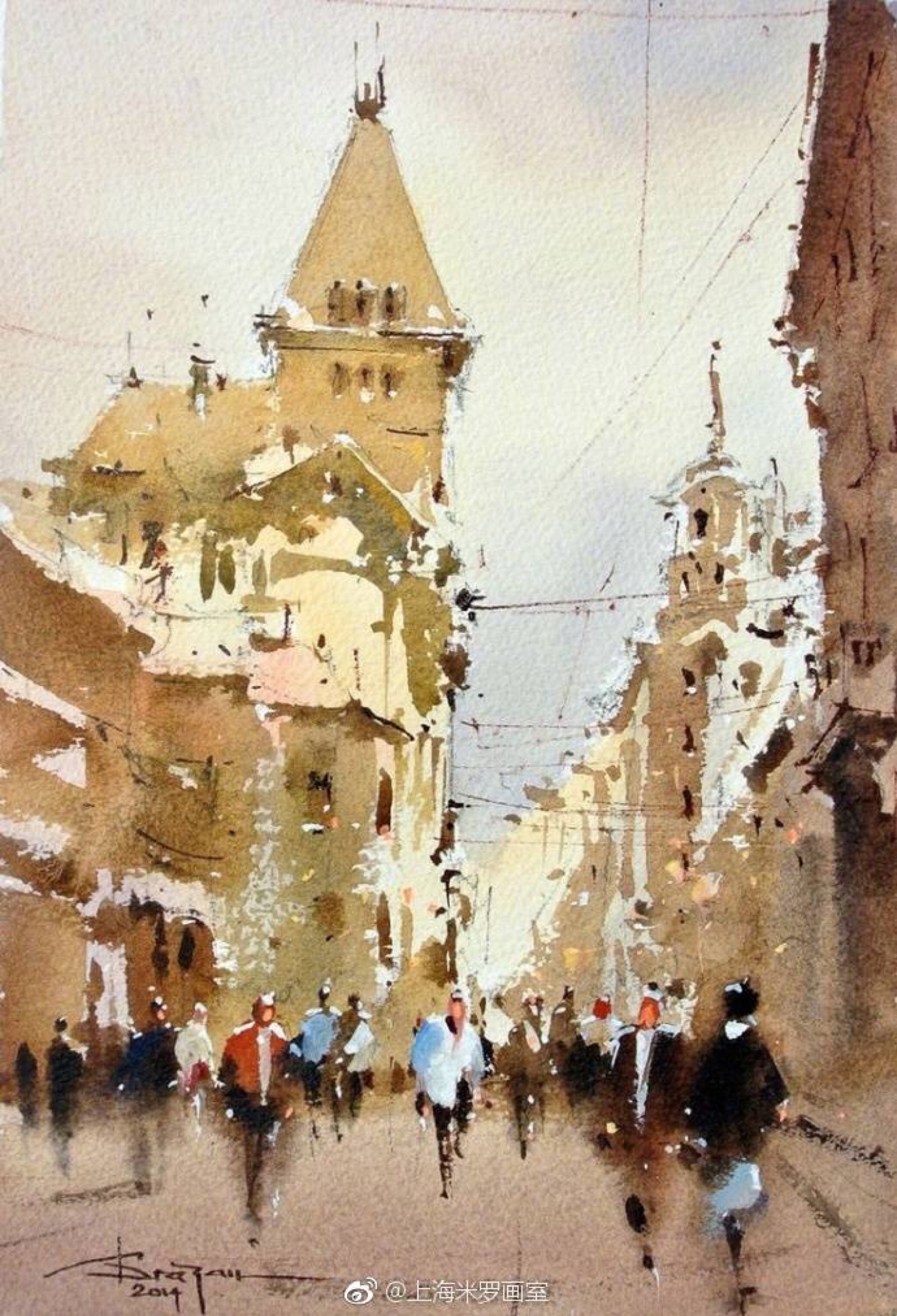 作品欣赏:一组城市风景水彩绘画作品