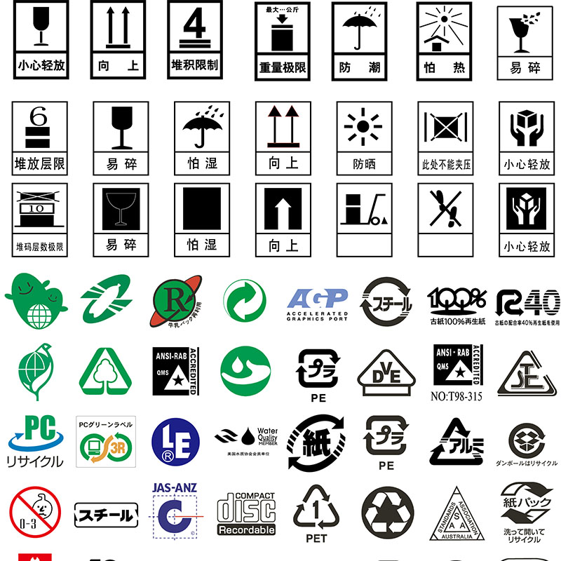 物流包装箱存储运输标志标识产品包装公用标识ai设计素材ai349