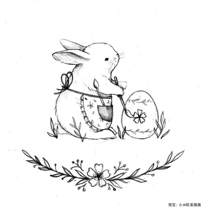国外画师nina水彩可爱卡通动物插画卡通线稿手绘临摹素材图151张