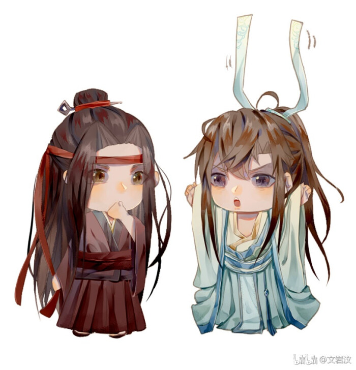 《魔道祖师》忘羡 蓝忘机 魏无羡 q版 可爱 互换衣服