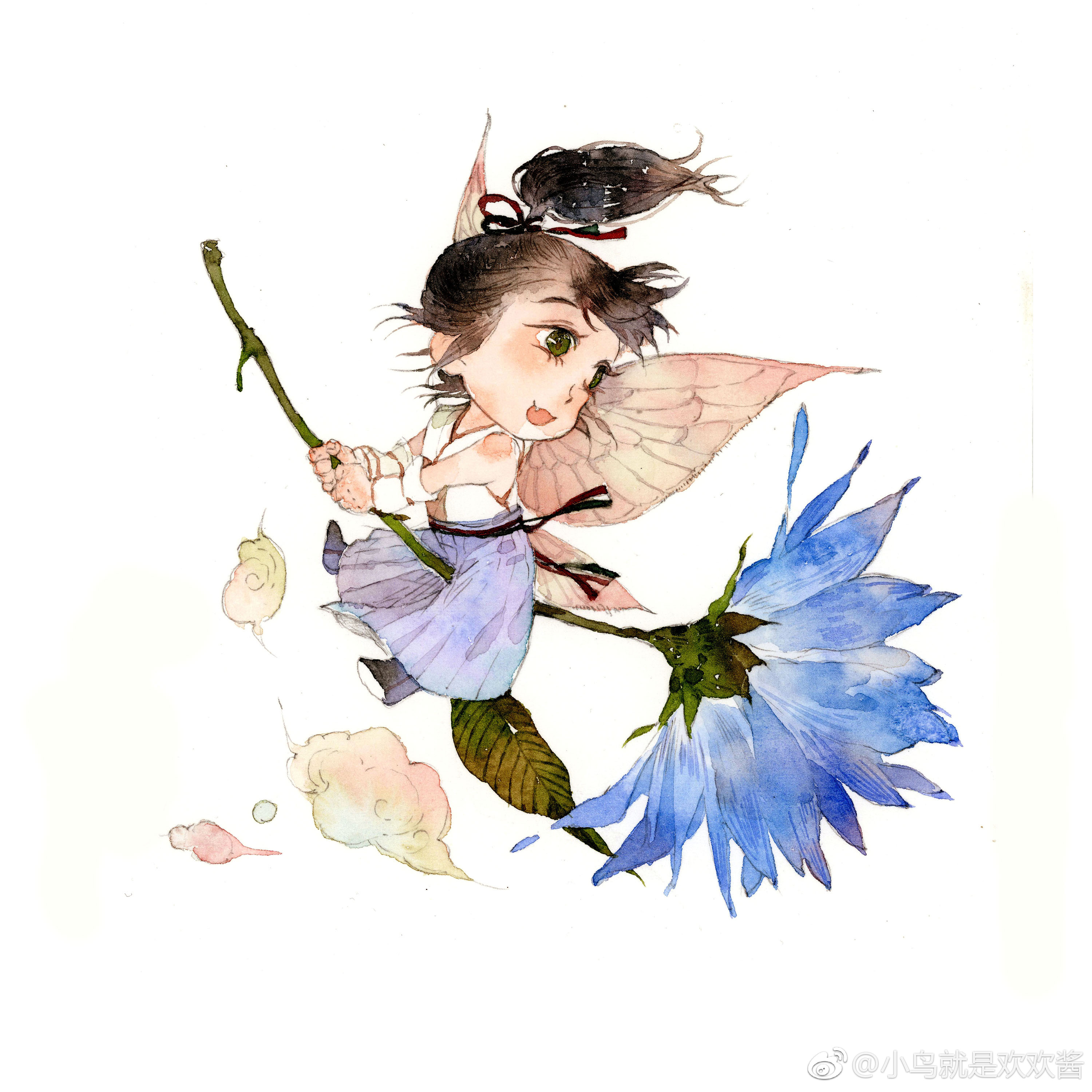 【古风插画】#小神仙# 作者:小鸟就是欢欢酱