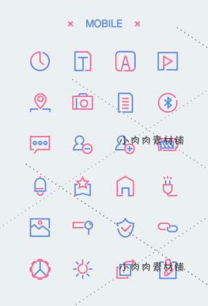 国外粉紫色扁平化线性网页app icon图标ai矢量设计素材ai363