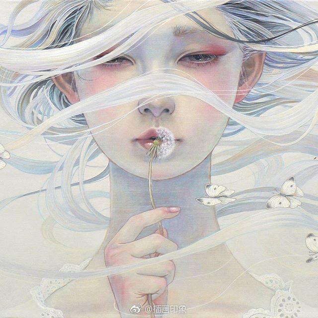 一组漂亮的和风日系油画手绘~ 唯美细腻~(作者:mihohiranoart )