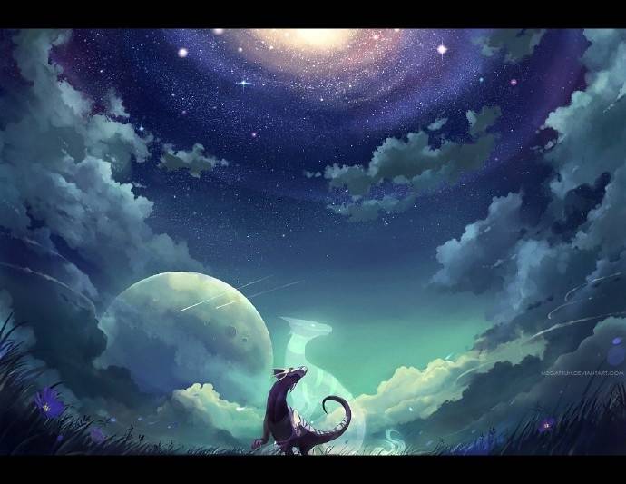 大海和天空的颜色,你会喜欢吗?动漫,少女.绘画.