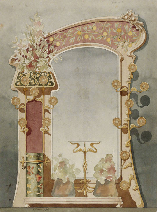 1900-1910年代新艺术运动的家具设计天体,花卉,动物和昆虫,充满大自然