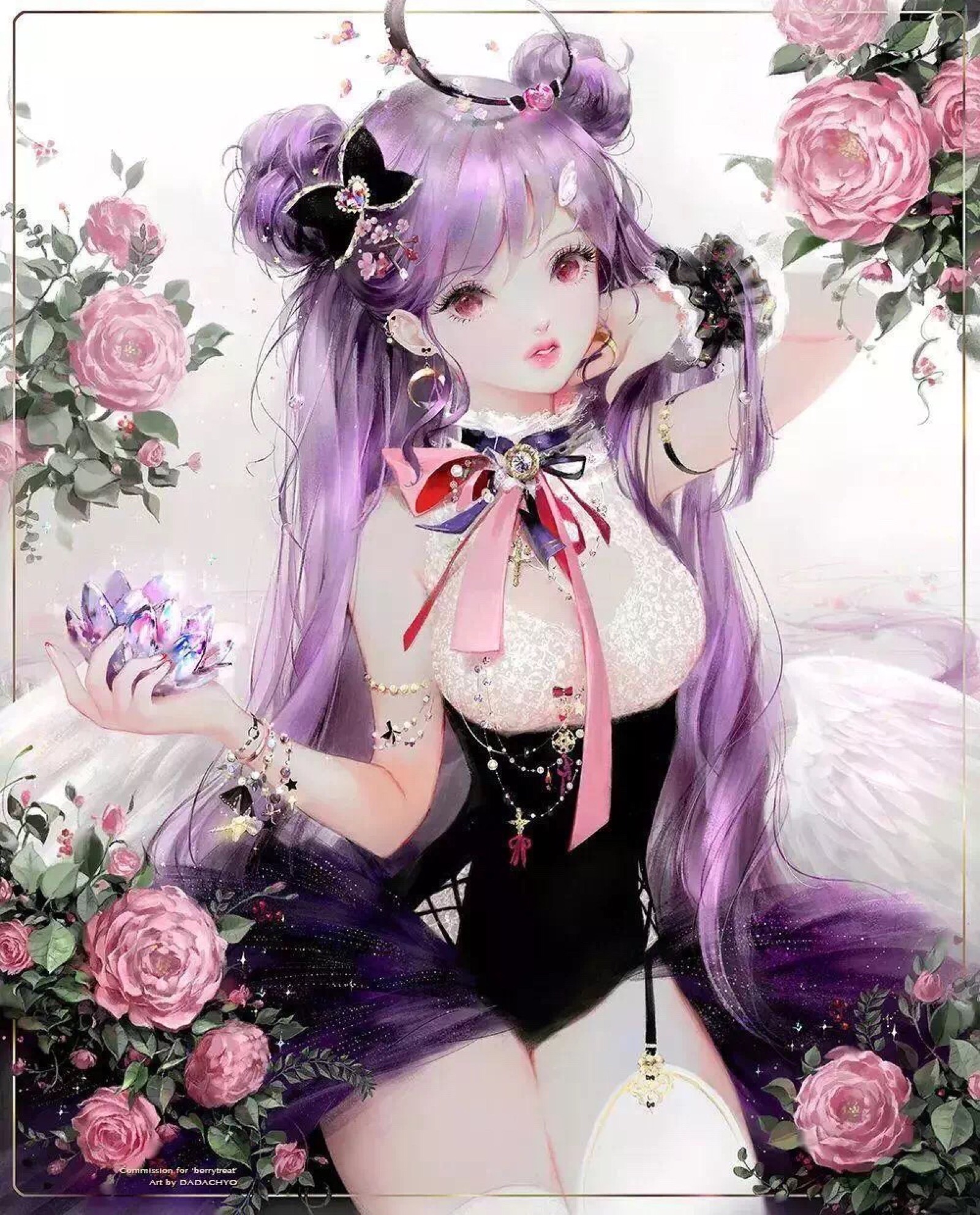 水粉梦幻一笔下以女性角色为主,质感的表达方式细腻,作品给人感觉仙气