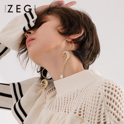 ZEGL设计师ins耳环耳钉女韩国气质长款吊坠潮