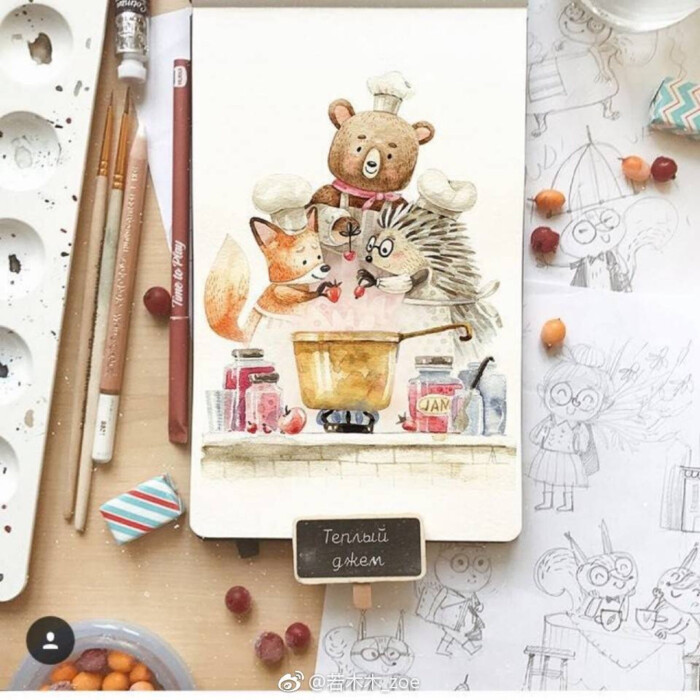 水彩手绘童话世界里的城堡作者ins:tonia_tkach