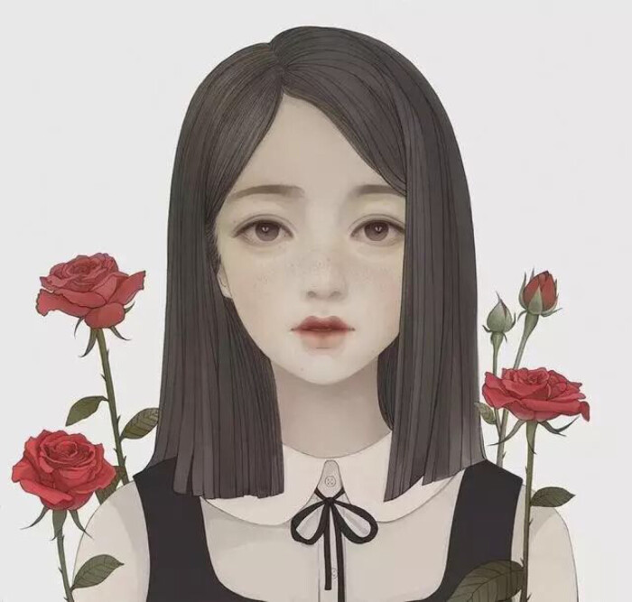 唯美哥特风情侣头像,男女头像,玫瑰花.