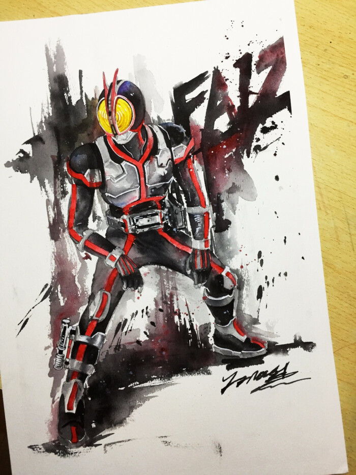 假面骑士faiz水彩画【贴吧蒙奇陆拉德绘制】