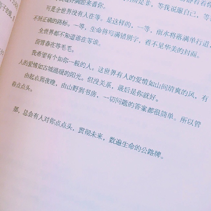 "我希望有个如你一般的人,如山间清爽的风,如古城温暖的光,从清晨到