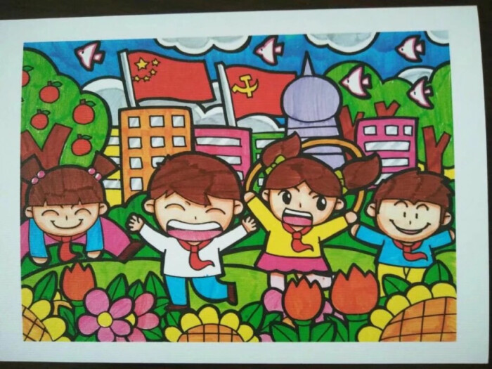 创意儿童画国庆