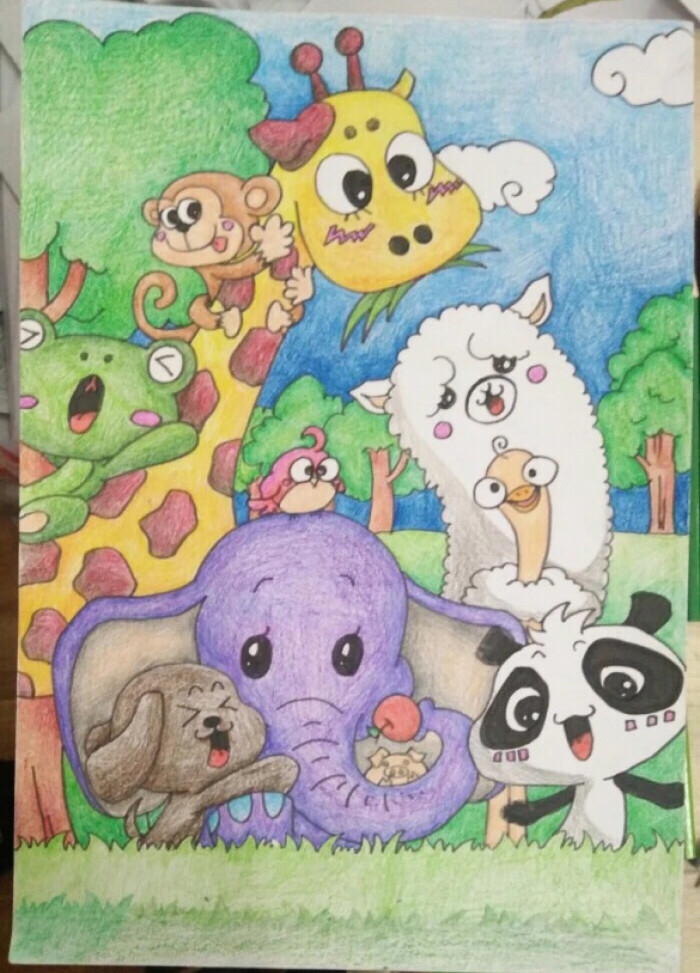 动物儿童画