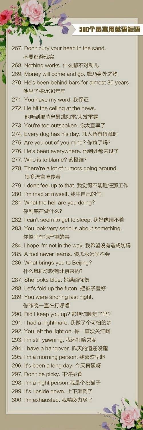 300個最句子英語口語常用,多v句子短語口語有哪些來賓初中圖片