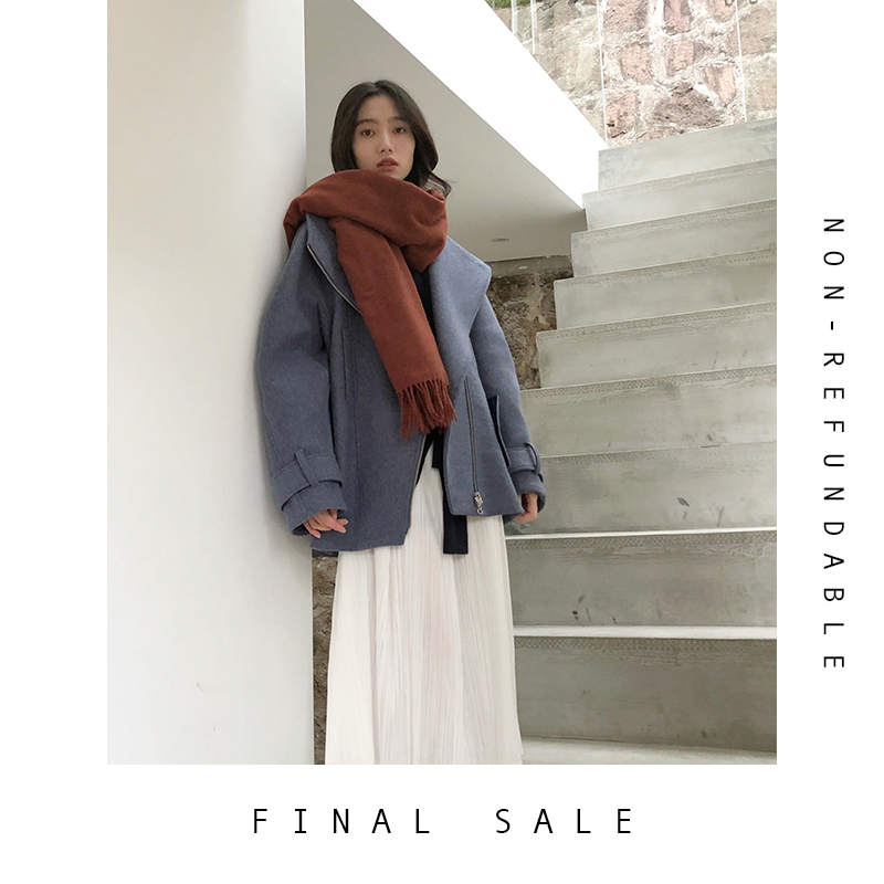 【final sale】dion lee 雾霾蓝全羊毛大衣 科技面料