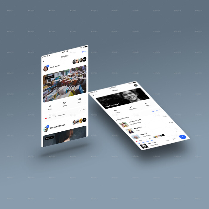 手机app界面屏幕展示效果 智能贴图mockup样机psd模板下载