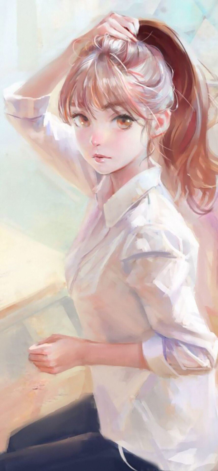 手绘 插画 壁纸 甜美女生