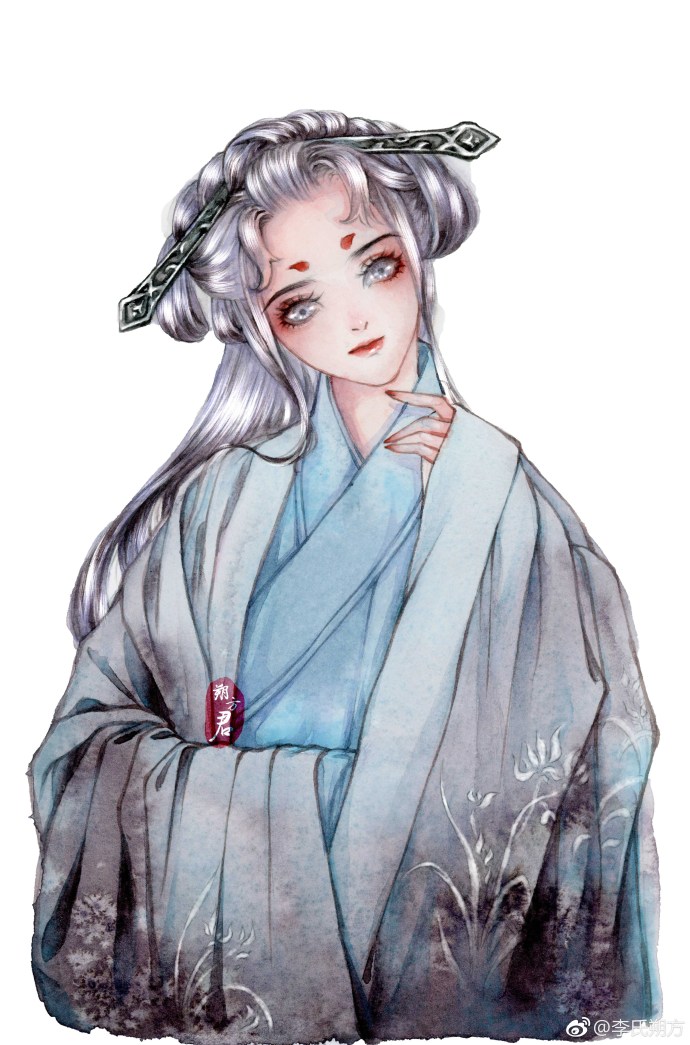 古风女,水彩