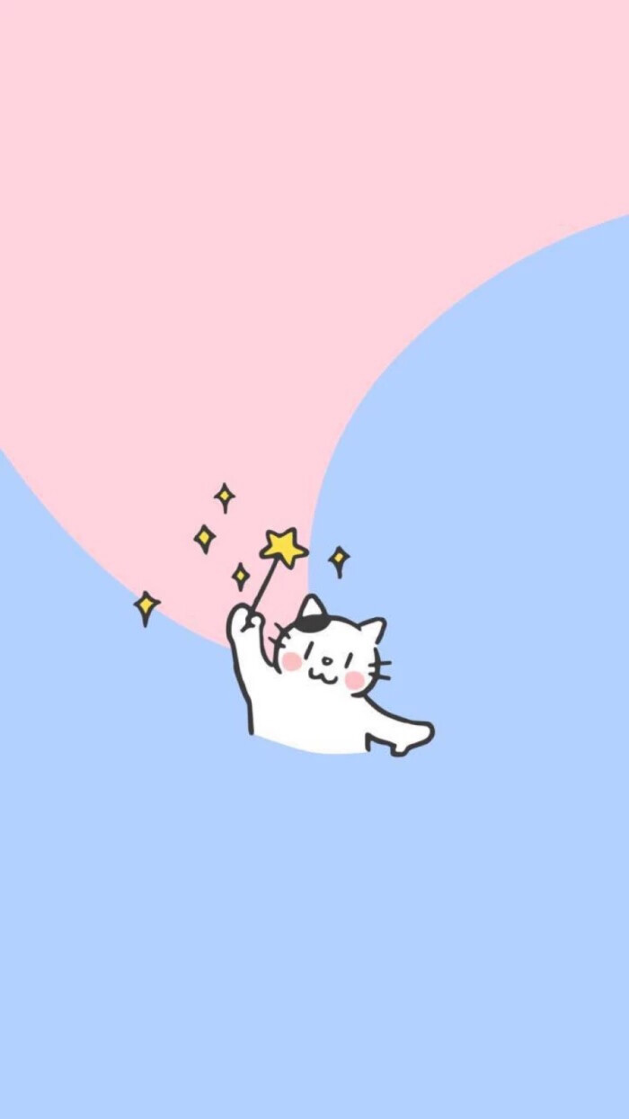 粉色 蓝色 猫咪 星星 聊天背景图