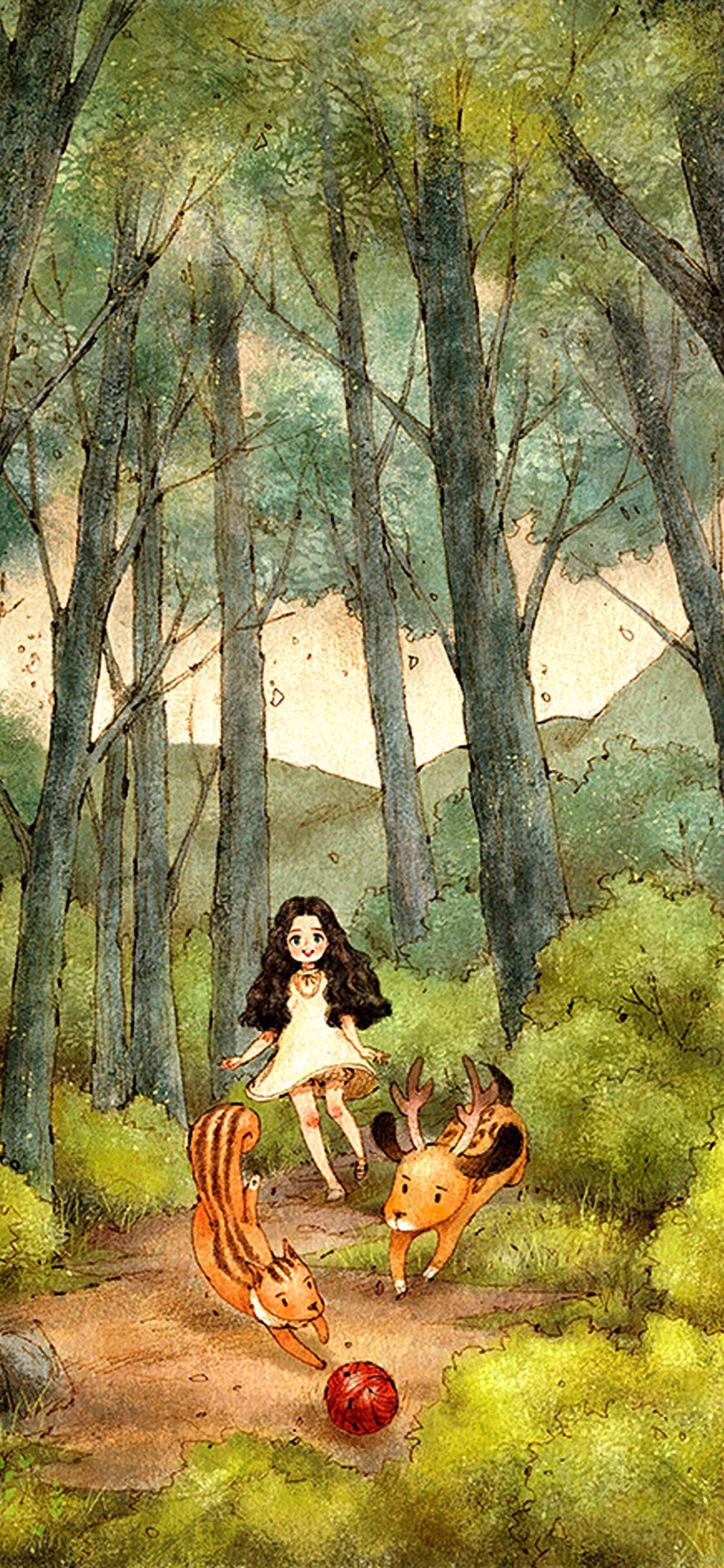 壁纸《森林女孩日记》-韩国插画家aeppol