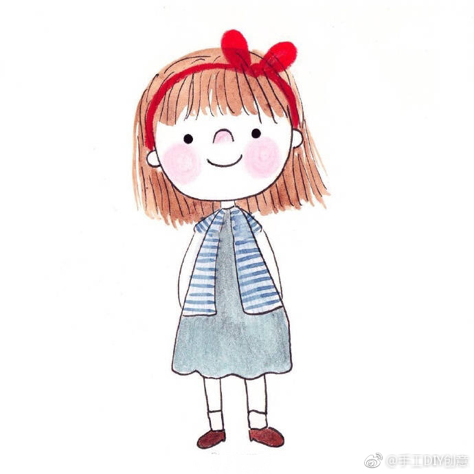 一组可爱的手绘小女孩(by:aleazui)