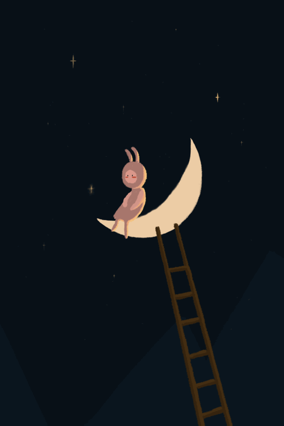 孤独的兔子 插画