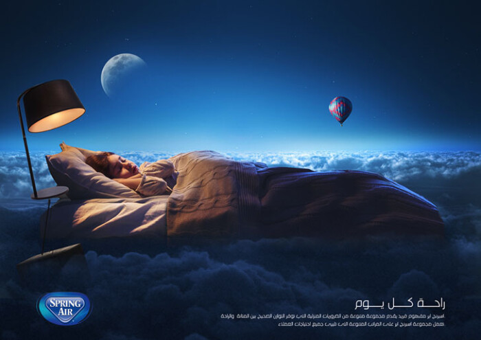 弹簧床垫系列广告设计欣赏,云端睡眠