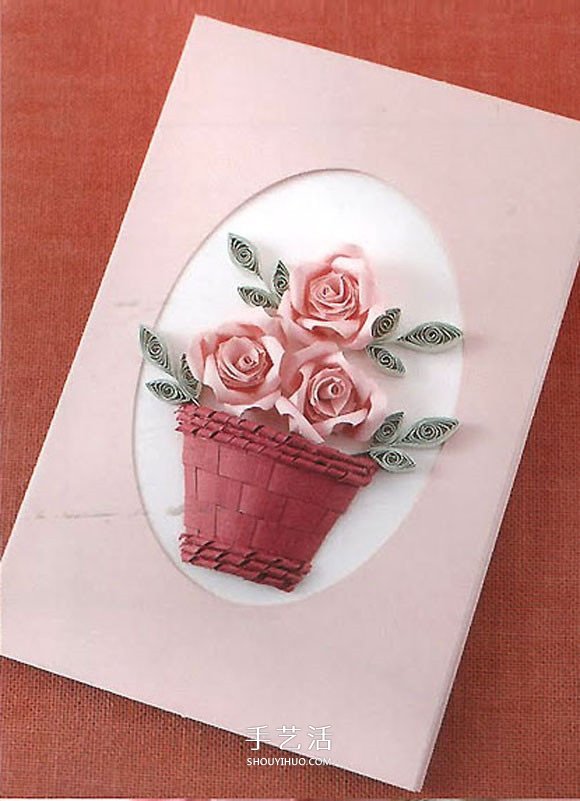 衍纸玫瑰花的做法教程 制作立体玫瑰花贺卡 …-堆糖