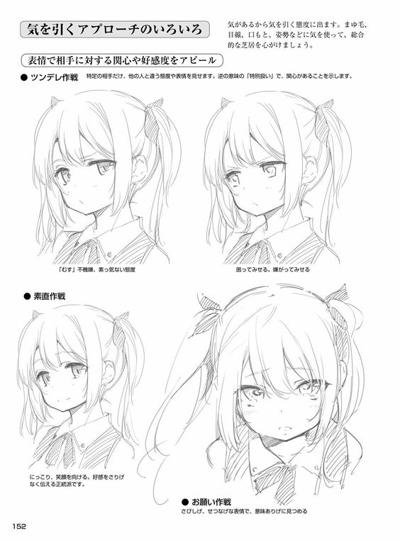 【绘画素材】【各种少女表情画法】一组女孩子的喜怒哀乐表情画法~好
