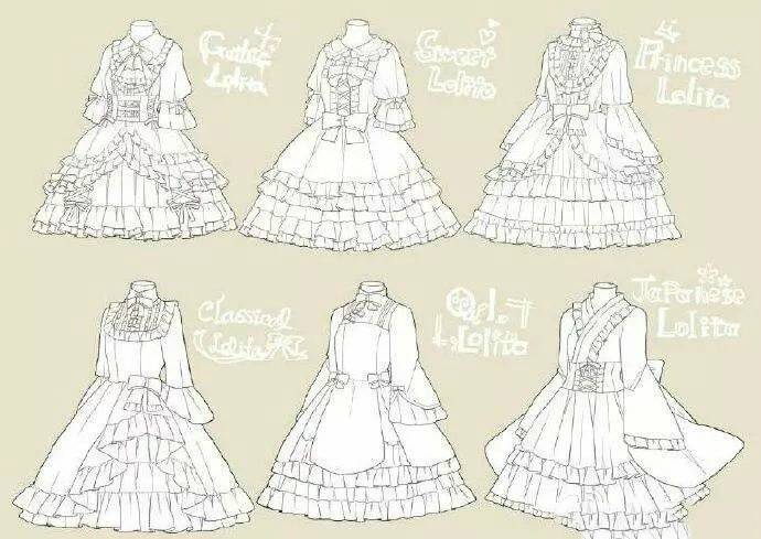 【绘画素材,衣服素材】lolita小裙子画法参考,来自画师:なななのか